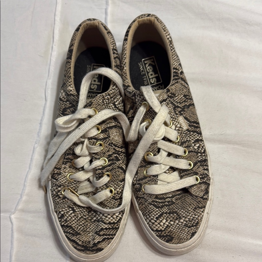 Keds Women's Beige Snake Pattern Sneakers